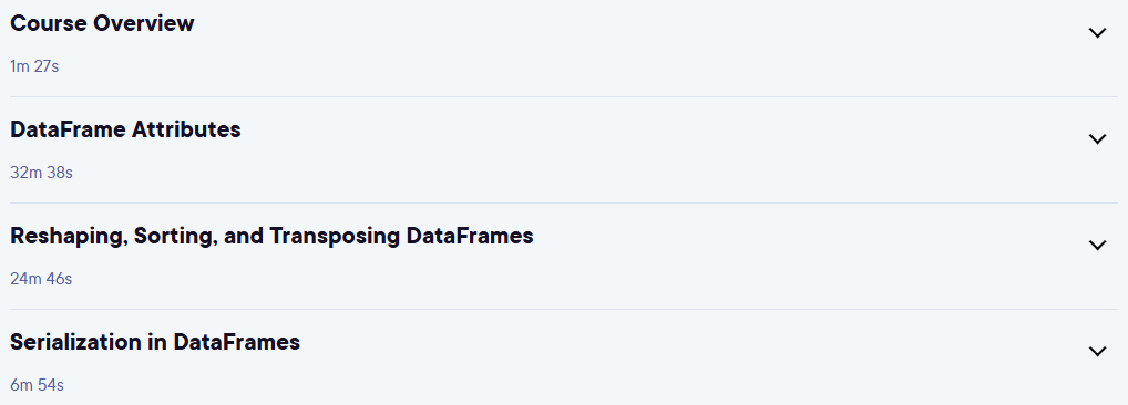 Course topics · Pluralsight — DataFrames with Pandas 2023-11