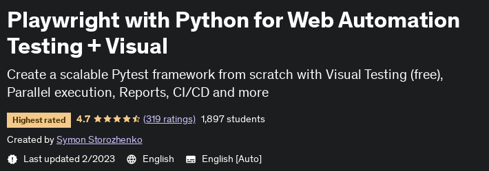 Pictures · Udemy — Playwright with Python for Web Automation Testing + Visual 2022-5
