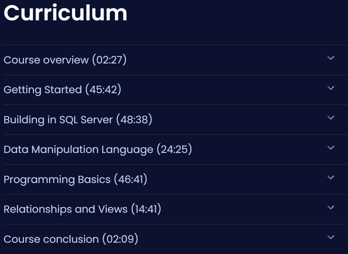 Kursthemen · Dometrain – Beginnen Sie mit: SQL Server 2025-7