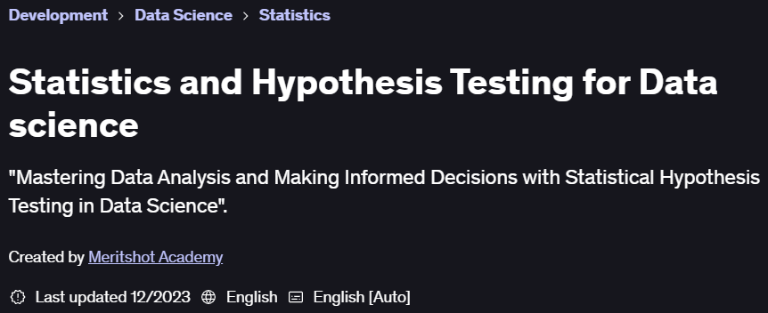 Pictures · Udemy — Statistics and Hypothesis Testing for Data science 2023-12