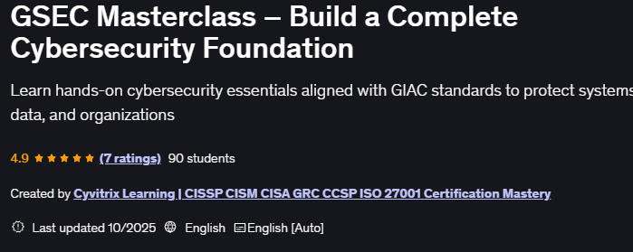 Pictures · Udemy — GSEC Masterclass – Build a Complete Cybersecurity Foundation 2025-10