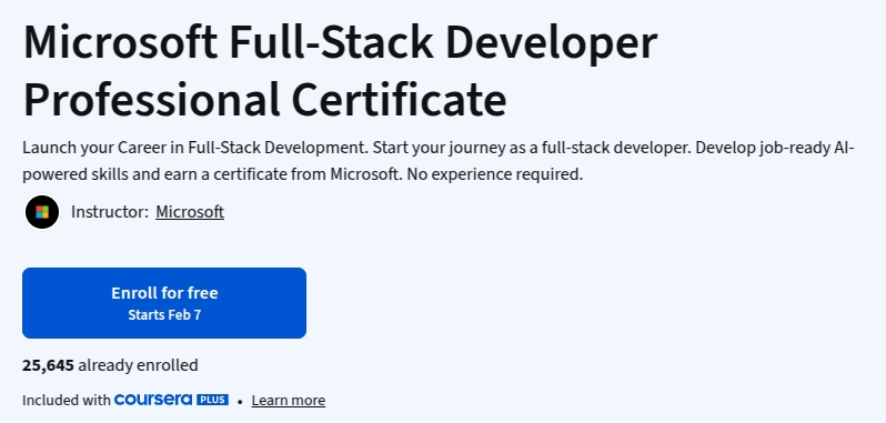 이미지 · Microsoft Full-Stack 개발자 전문 인증서 2026-2