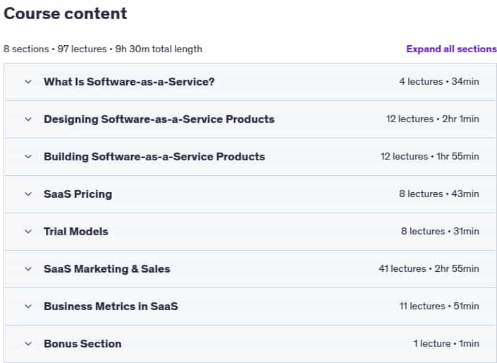 Course topics · Essentials of Software-as-a-Service (SaaS) Business 2025-6