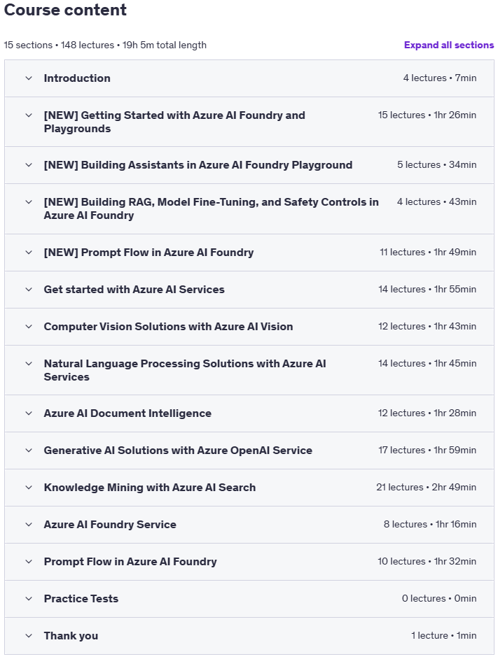 کورس کے موضوعات · AI-102مائیکروسافٹ سرٹیفکیٹ Azure AI پروڈکٹ کا نام : Associate Prep 2025-8