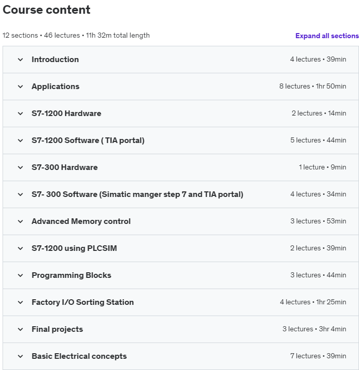 Course topics · PLC from zero to Hero (TIA Portal / Factory IO /ITS PLC MHj) 2023-2