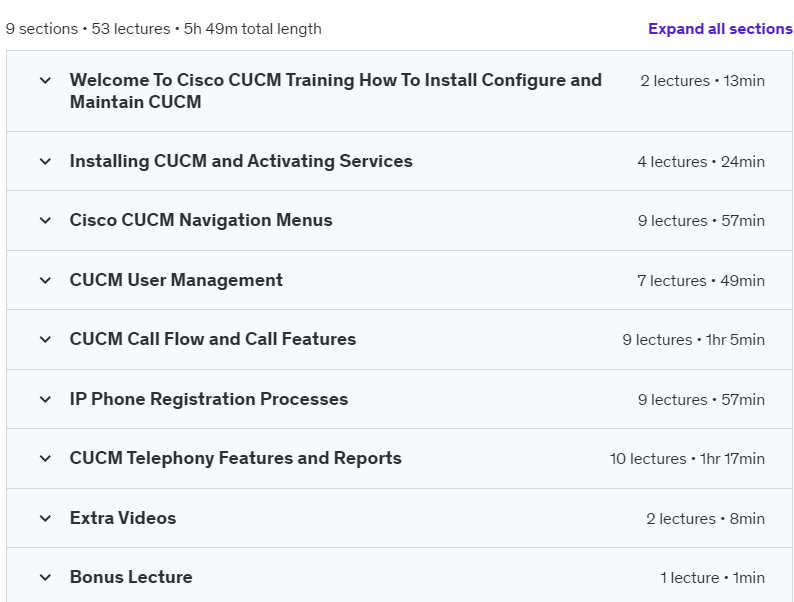 کورس کے موضوعات · سیسکو CUCM ٹریننگ (Install Configure Maintain) CLCOR SIP 2024-2