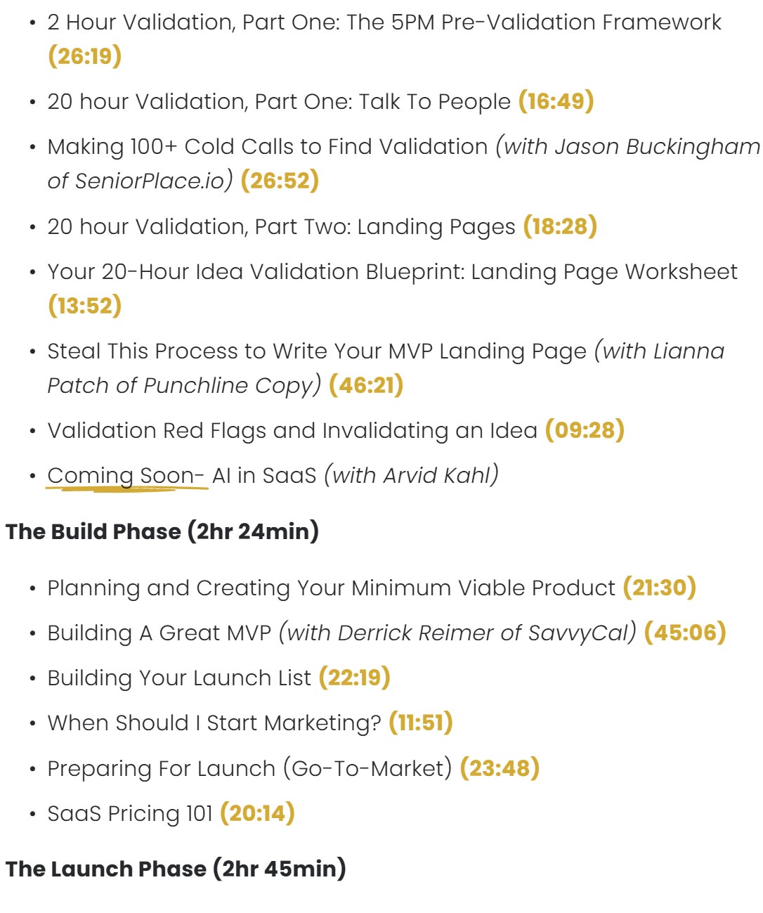 Temas del curso · MicroConf – El SaaS Launchpad 2025-7