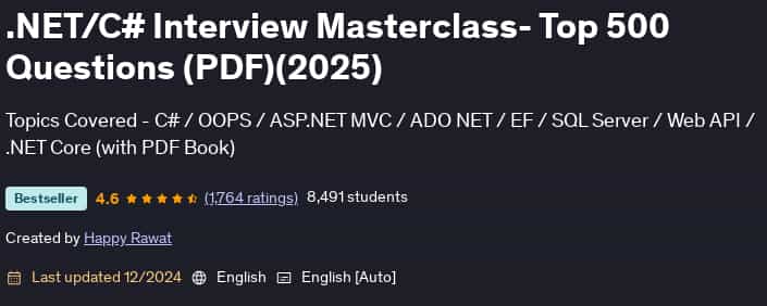 Pictures · Udemy — .NET/ C# Interview Masterclass – Top 500 Questions & Answers 2024-12