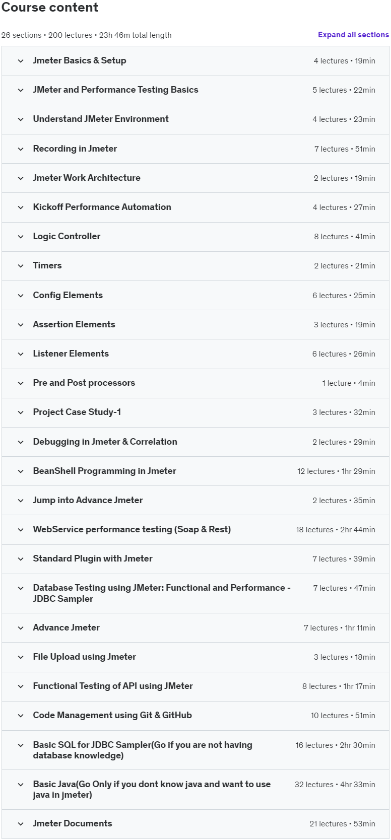 Course topics · Udemy — Wanna Learn JMeter ?Get Training by Industry Experts-23+hrs 2022-10