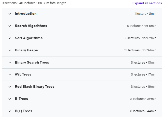 Course topics · Data Structures and Algorithms (C# code in GitHub) 2023-8