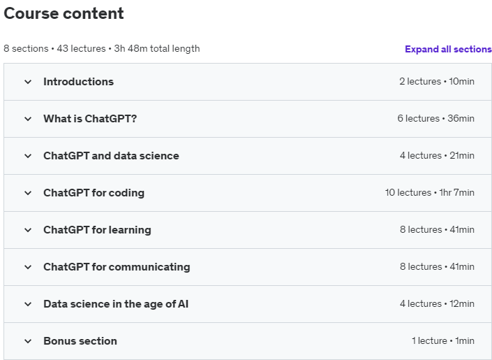 Course topics · Harness ChatGPT for data science mastery 2023-5