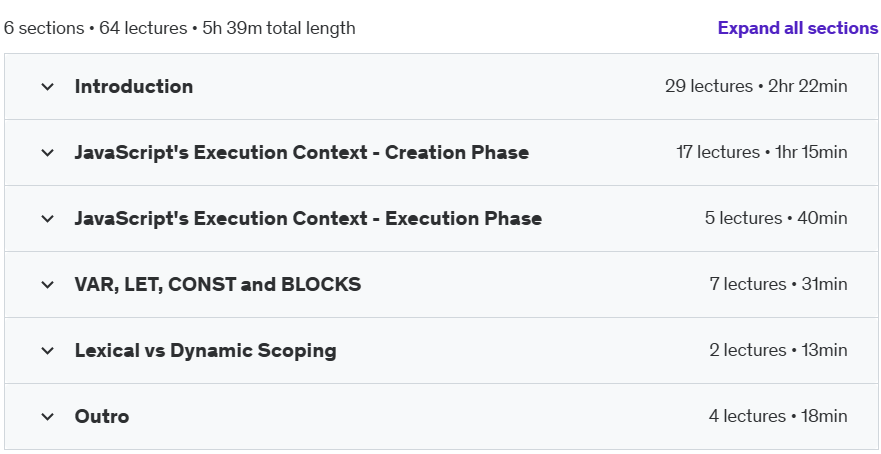 Course topics · Udemy — JavaScript Variables & Execution Context Visualized in 2025 2024-11