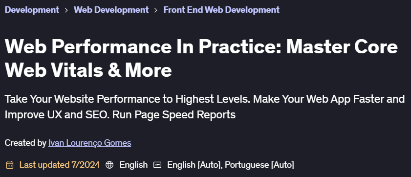Pictures · Udemy — Web Performance In Practice: Master Core Web Vitals & More 2024-2