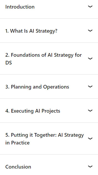 Course topics · LinkedIn — AI Strategy Foundations for Data Scientists and Team Leaders 2024-6