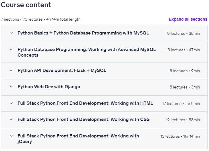 Kursthemen · Voll Stack Python Entwickler Bootcamp: Für Absolute Anfänger 2025-11