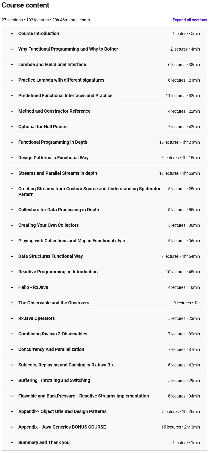 Course topics · Functional & Reactive programming in Java : Modern Style 2020-5