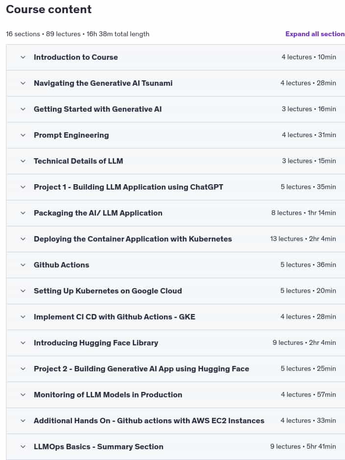 Course topics · LLMOps Masterclass 2025 – Generative AI – MLOps – AIOps 2025-2