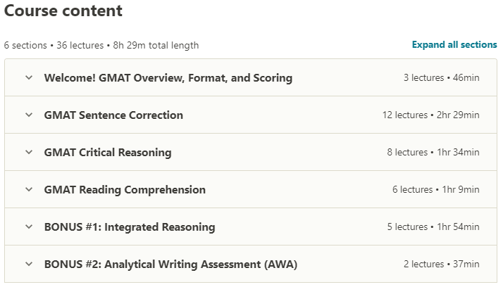 Course topics · Udemy — Dominate GMAT Verbal – Comprehensive GMAT Verbal Prep Course 2019-10