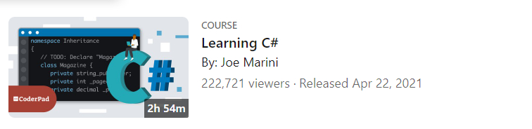 Pictures · LinkedIn — Learning C# 2021-3
