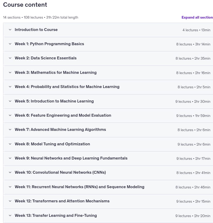 Temas del curso · Certificado AI Ingeniería curso completoDe cero a AI Héroe 2026-2
