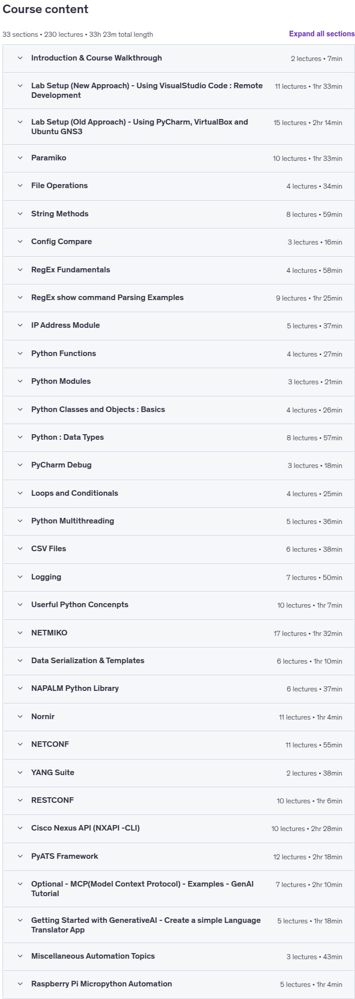 Course topics · Python Learning for Network Engineers Automation Masterclass 2025-9