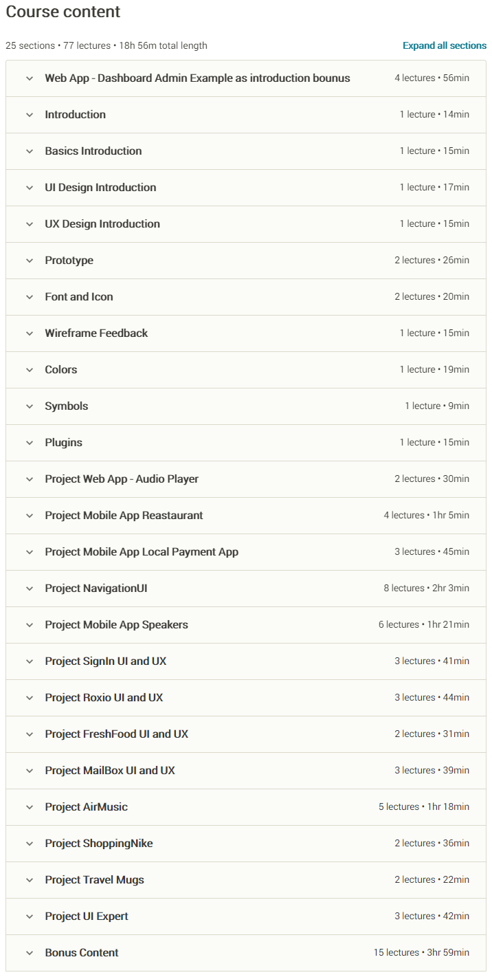 Course topics · Udemy — Adobe XD: UI & UX Design with 14 real world project 2020 tut 2020-5