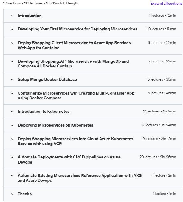 Course topics · Deploying .Net Microservices with K8s, AKS and Azure DevOps 2023-11