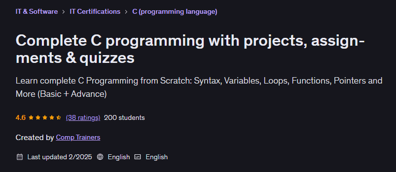 Pictures · Udemy — Complete C programming with projects, assignments & quizzes 2025-2
