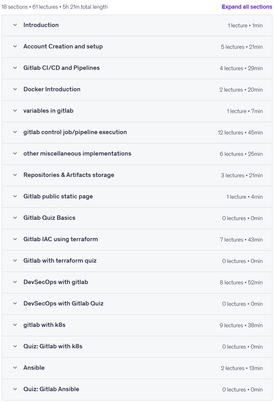 Course topics · Complete GitLab DevOps Bootcamp: CI/CD, Terraform, Ansible 2025-8
