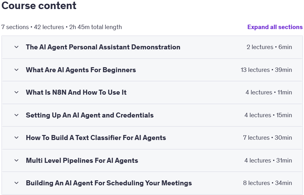 Sujets du cours · Le complète AI Tous les niveaux - Construire un AI Assistant 2025-2