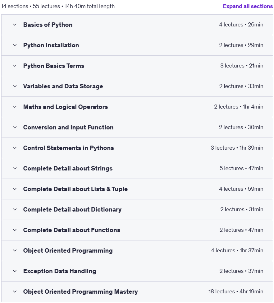 Course topics · Udemy — Python Programming with ChatGPT: Python Beginners Bootcamp 2025-6