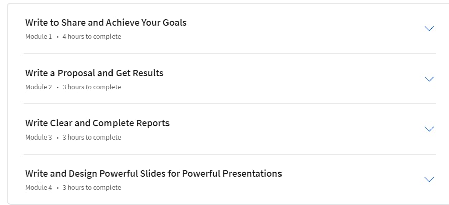 Course topics · Coursera — Better Business Writing in English 2024-4