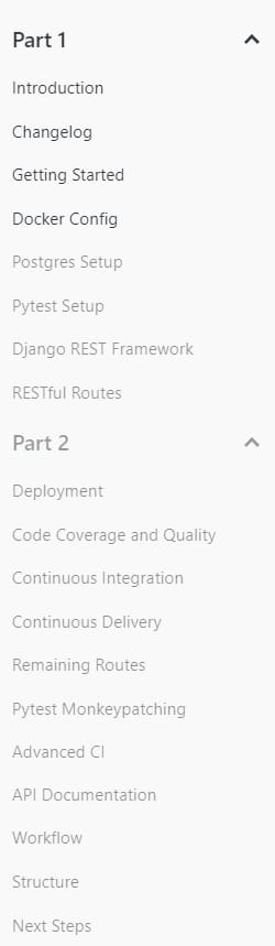 Course topics · TestDriven.io – Test-Driven Development with Django, Django REST Framework, and Docker 2022-12