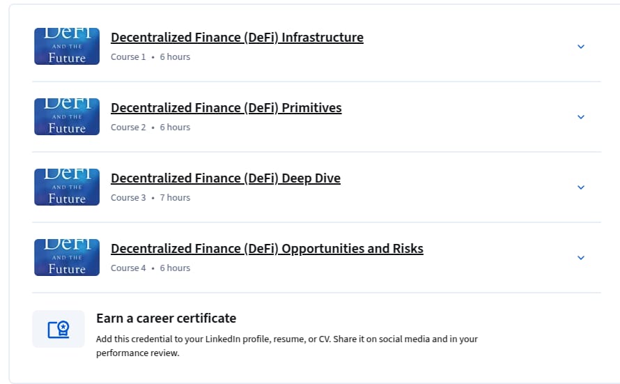 Course topics · Decentralized Finance (DeFi): The Future of Finance Specialization 2025-12