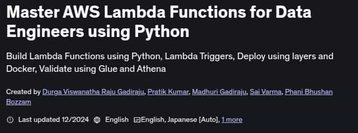 Pictures · Master AWS Lambda Functions for Data Engineers using Python 2024-12