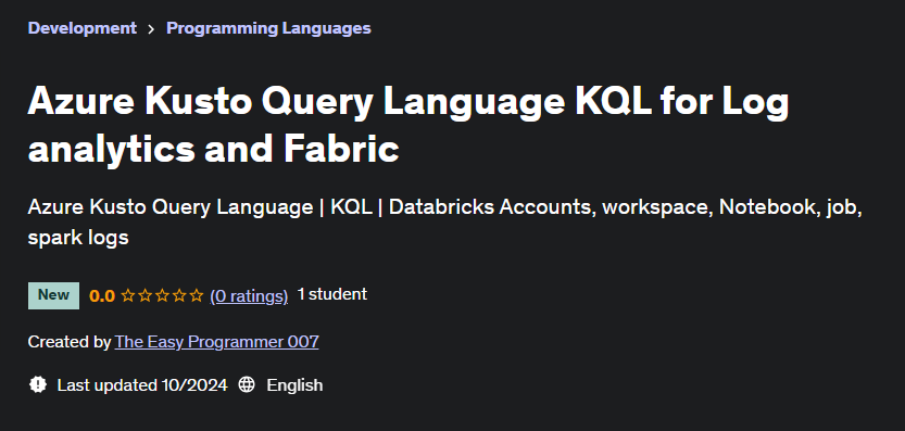 Pictures · Udemy — Azure Kusto Query Language KQL for Log analytics and Fabric 2024-10
