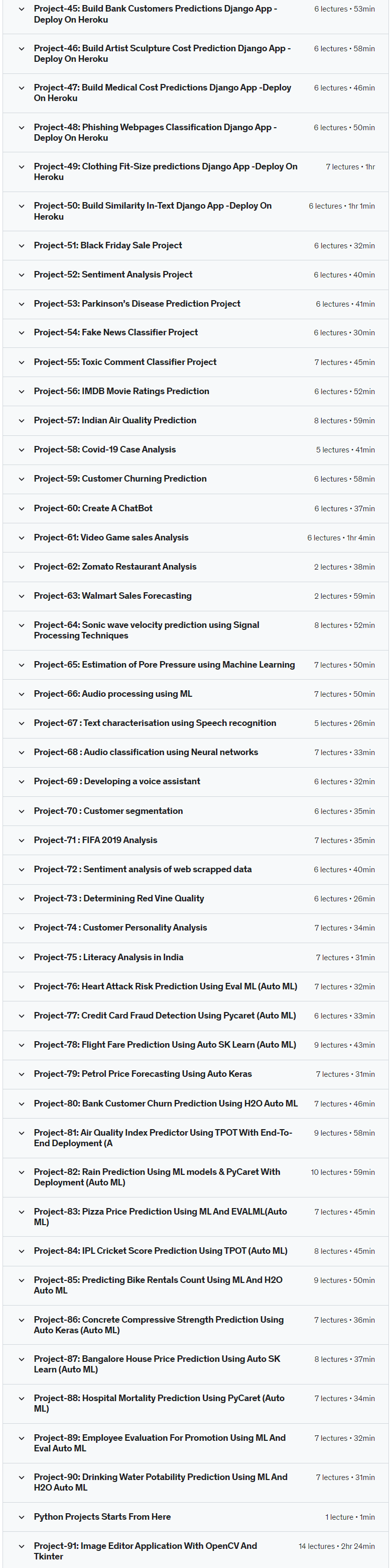 Course topics · Udemy — Data Science Mega-Course: #Build {120-Projects In 120-Days} 2022-9