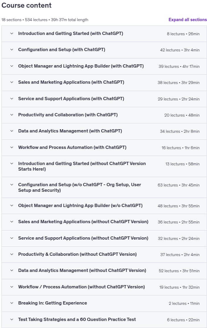 Temas del curso · Curso de Administrador de Plataforma Certificado de Salesforce 2025-10