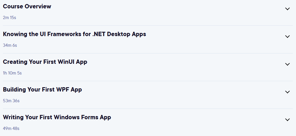 Course topics · Pluralsight — Fundamentals of Building .NET 5 Desktop Applications 2021-4
