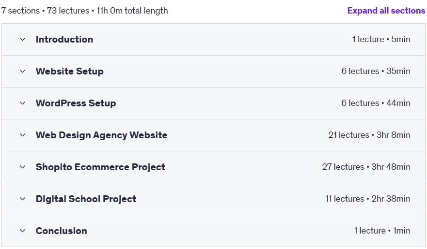 Course topics · Udemy — Web Design Agency Course 2025-4
