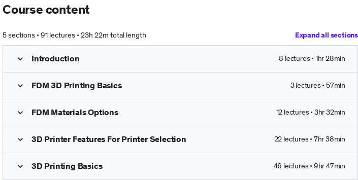 Course topics · Intro To 3D Printing (FDM) 2021-1