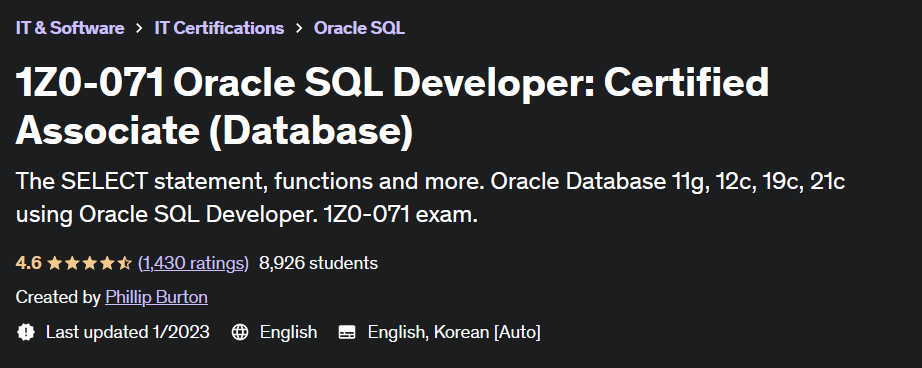 Pictures · Udemy — 1Z0-071 Oracle SQL Developer: Certified Associate (Database) 2023-1