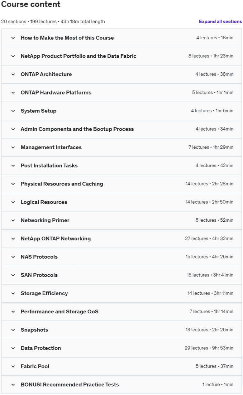 Course topics · NetApp ONTAP 9 Storage Essentials 2022-8