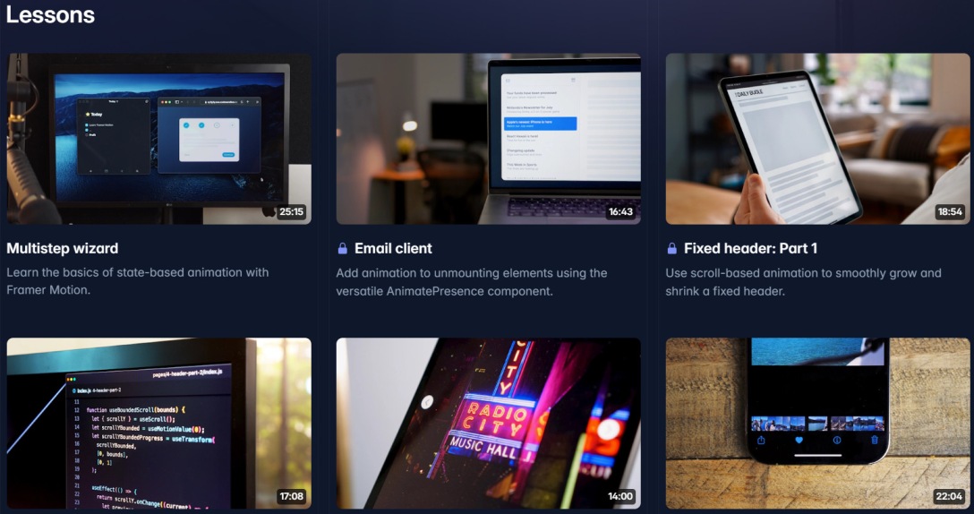 Course topics · Buildui — Framer Motion Recipes 2023-1