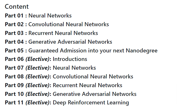 Course topics · Udacity — Deep Learning (Nanodegree Program 101) v1.0.0 2018-12