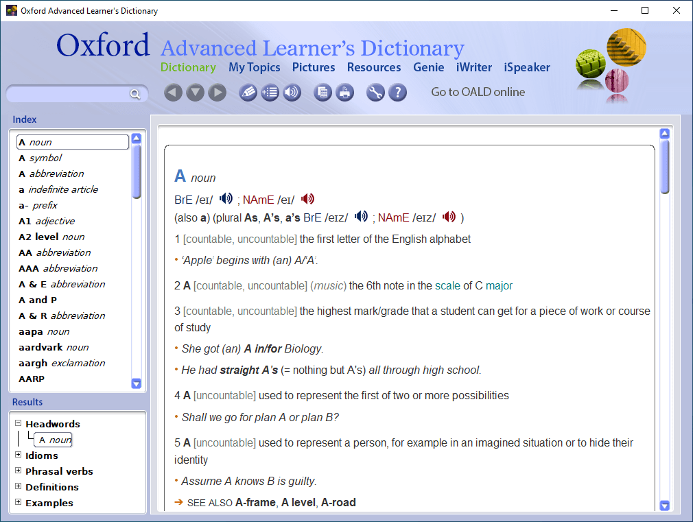 Pictures · Oxford Advanced Learner’s Dictionary 1.1.2.19