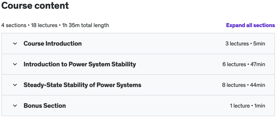 Course topics · Udemy — Power Engineering: Power System Analysis – Part 4 2020-11
