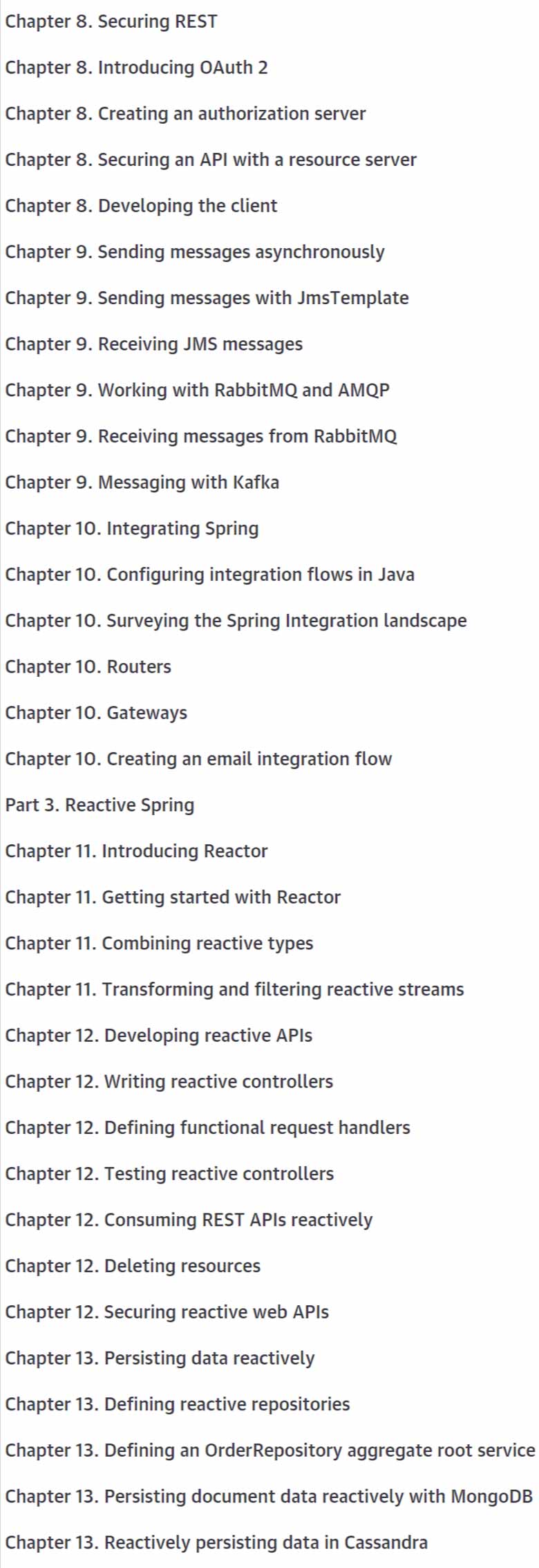 Course topics · Oreilly — Spring in Action, Sixth Edition, Video Edition 2022-4