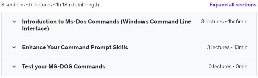 Course topics · Learn Ms-Dos Commands ( Windows Command Line Interface) 2023-2