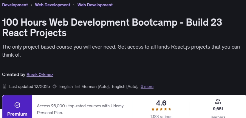 Pictures · 100 Hours Web Development Bootcamp – Build 23 React Projects 2025-12